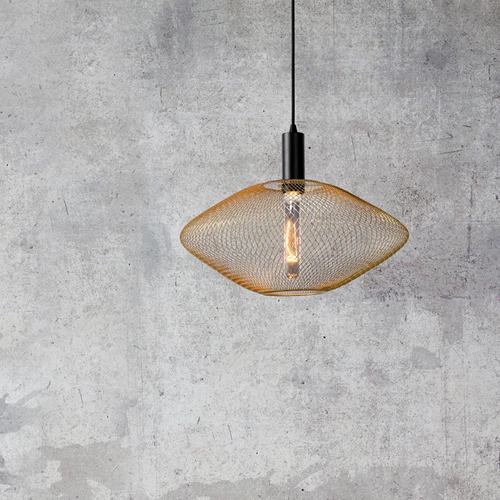 Lucide MESH - Lámpara colgante - Ø 45 cm - 1xE27 - Oro mate / Latón - ambiente 3